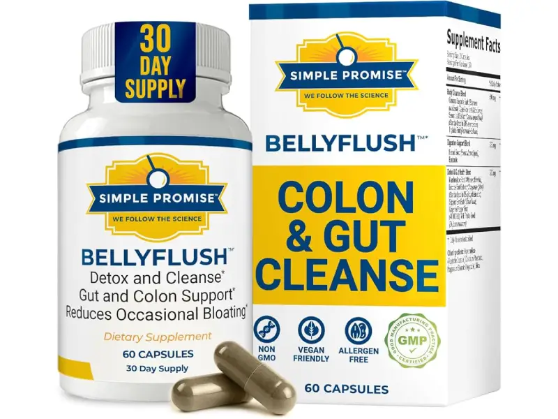 Woman feeling relieved and healthy after improving her gut health
